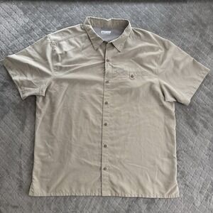 COLUMBIA Shirt Men's XXL 2XLButton-Up Short-Sleeve Plaid  Beige Green Outdoor